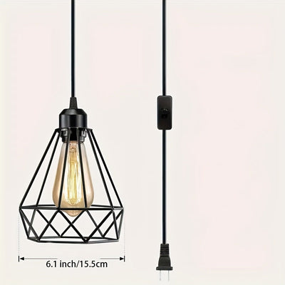 Lámpara de techo moderna de metal negro mate con interruptor, cable de 4,57 metros, base de bombilla media E26, eficiente en energía, montaje semibrillo, candelabro desmontable para salón, dormitorio, isla de cocina - 110V-130V enchufe estadounidense