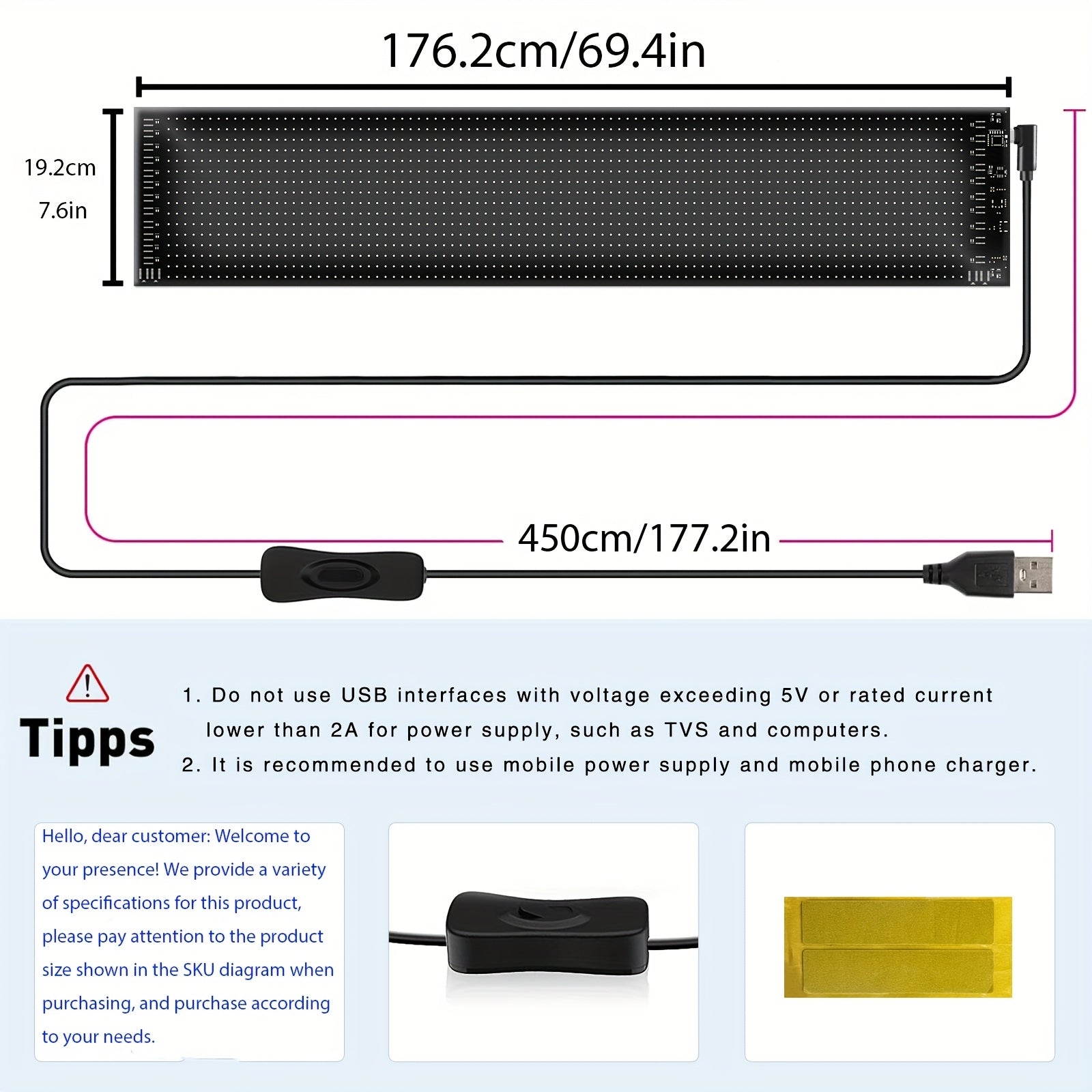 Pantalla de Exhibición Enrollable LED Flexible con Control Remoto - Doble, Cambio de Colores, Controlada por Aplicación para Uso Interior/Exterior - Ideal para Publicidad, Eventos y Fiestas - Alimentado por USB, Ahorro de Energía, Luces LED Multicolor, D