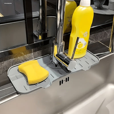 1 charola de goteo para grifo de silicón, antiderrames, diseño inclinado para cocina y baño, impermeable