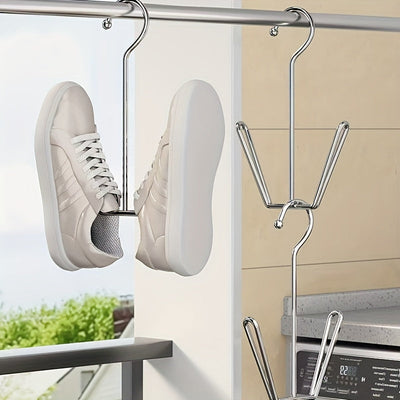 3pcs Perchas para Zapatos de Acero Inoxidable - Ganchos de Almacenamiento y Secado de Metal que Ahorran Espacio para Organización de Armarios, Ideales para el Hogar y el Lavadero, Cajas de Almacenamiento de Zapatos, Accesorios para el Hogar, Estantes de
