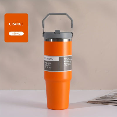 Taza aislada de vacío de acero inoxidable de 30 onzas con tapa - Rotativa, reutilizable, solo lavable a mano, ideal para deportes y uso familiar - Perfecta para Navidad, Día de San Valentín, Día de la Tierra, regalo.
