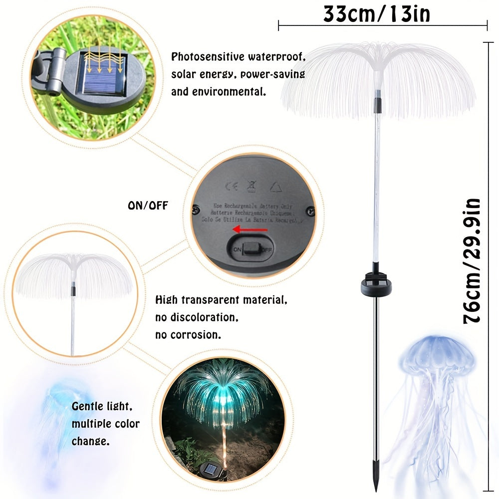 2 piezas Luces de flor solar para decoración de jardín al aire libre, 7 luces decorativas de estaca solar de cambio de color para camino de entrada patio césped fiesta boda decoración