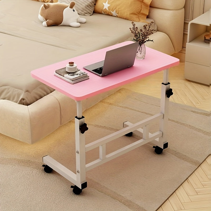 Escritorio Móvil de Altura Ajustable Fácil Montaje - Mesa Auxiliar de Madera Suave y Metal, Estación de Trabajo Compacta para Oficina en Casa, Dormitorio o Estudiantes - Sin Necesidad de Energía, 4 Ruedas, Diseño Minimalista, Portátil