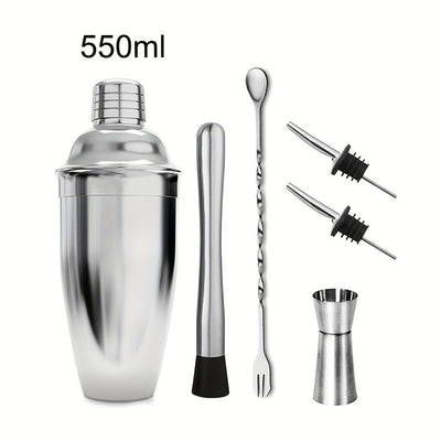 5/6/9pcs Juego de herramientas de bar de acero inoxidable para coctelería Shaker mezclador de cócteles mezclador de cócteles Conjunto completo de herramientas de bar para fiestas