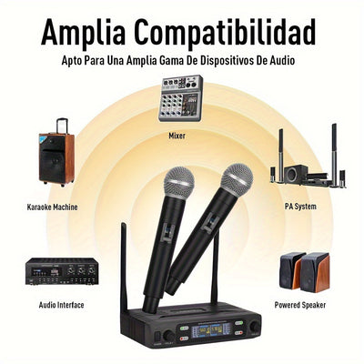 Sistema de micrófonos inalámbricos dual profesional LMBGM con receptor portátil - Conector XLR, control de volumen, ideal para karaoke en casa, presentaciones en vivo y regalos, micrófono inalámbrico portátil | Herramienta de audio versátil | Micrófono d