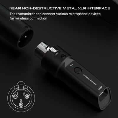 AMACEX K-11 Transmisor y receptor inalámbrico XLR, adaptador de micrófono XLR cableado a inalámbrico, adaptador XLR a 1/4", para micrófonos dinámicos/condensadores, interfaz de audio