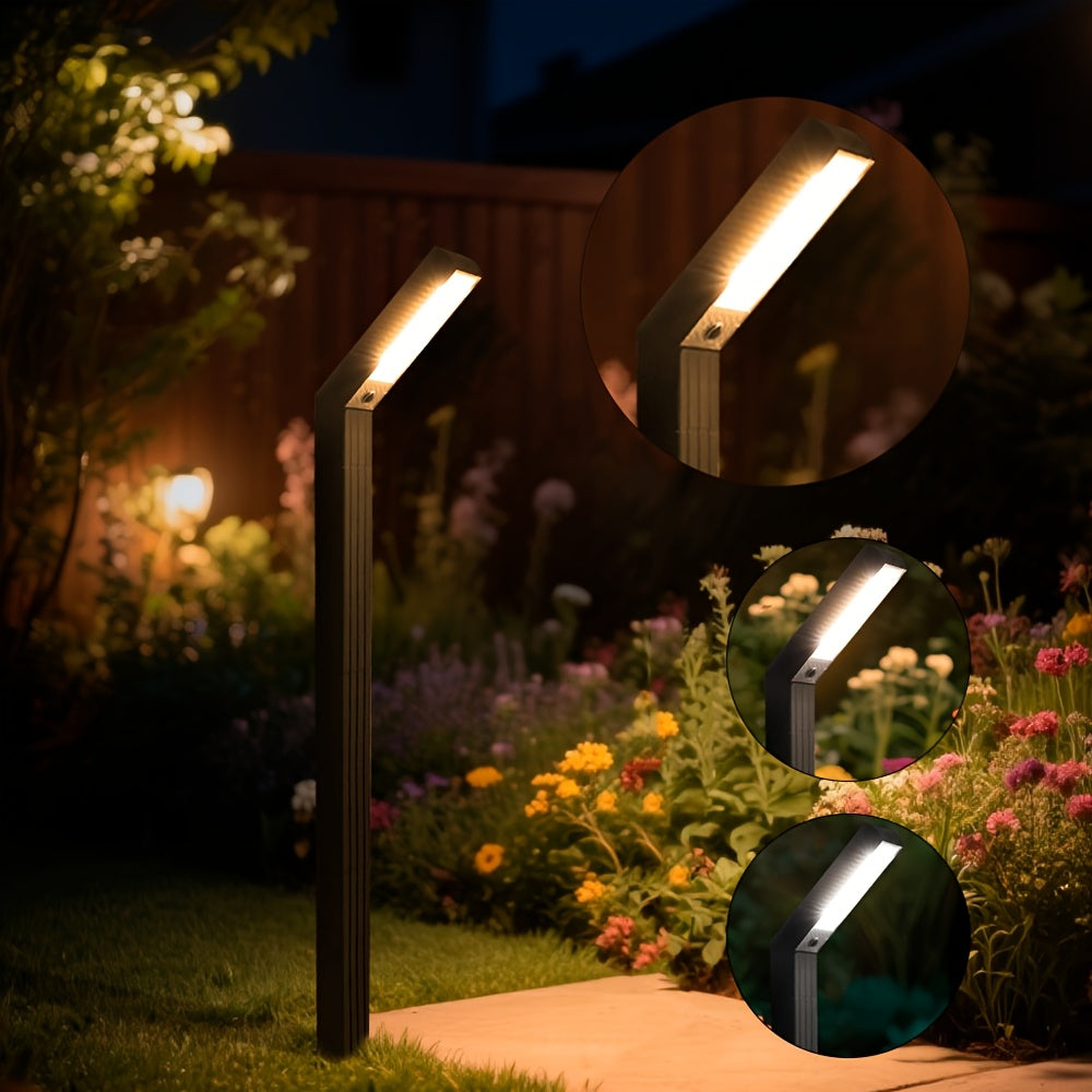 Luz solar exterior HOTU - Iluminación solar de 12 horas para senderos, aceras, garajes, senderos de paisaje, iluminación de paisaje | Luz exterior moderna | Soporte de plástico duradero, luces solares