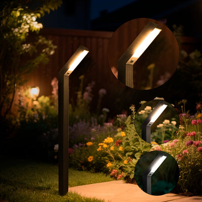Luz solar exterior HOTU - Iluminación solar de 12 horas para senderos, aceras, garajes, senderos de paisaje, iluminación de paisaje | Luz exterior moderna | Soporte de plástico duradero, luces solares