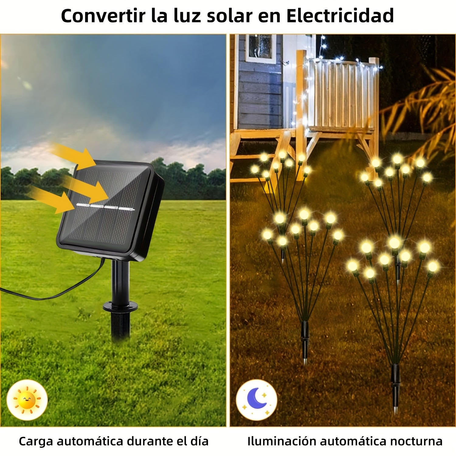 4 paquetes de luces solares para jardín con 32 LED, luces de suelo tipo luciérnaga, IPX4, decorativas exteriores, luces LED en forma de bolas para jardín, iluminación para fiestas navideñas y celebraciones del Día de la Independencia, decora tu jardín