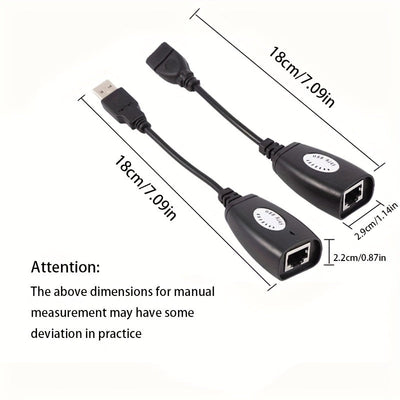Adaptador de Extensión Ethernet Mini USB RJ45 de Alta Calidad, Extensor USB a RJ45 con Conector para Cable Cat5/Cat5e/Cat6/Cat7/Cat8, Soporta Longitudes Hasta 50m para Cables de Red Local