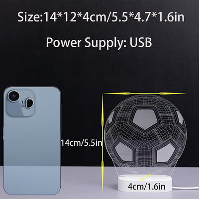 Luz Nocturna de Fútbol con Alimentación USB - Diseño Moderno de Rejilla Hexagonal, Lámpara Decorativa de Deportes Iluminada para Sala de Estar, Dormitorio, Baño - Iluminación Creativa de Mesa, Decoración de Sala de Fútbol