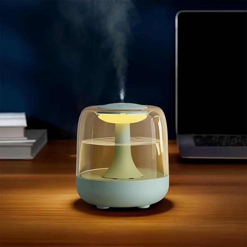 Humedificador transparente de alta gama con luz nocturna de 7 colores y alimentación por USB, niebla continua e intermitente, funcionamiento silencioso, aire húmedo para decoración de dormitorio y sala de estar, decoración de dormitorio | Estética modern