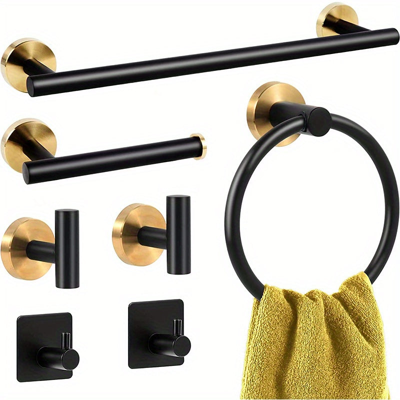 5/7 Piezas De Hardware De Baño, Barra De Toalla Montada En La Pared De Acero Inoxidable, Anillo De Toalla, Soporte De Papel Higiénico Y Ganchos Para Toallas, Accesorios De Baño