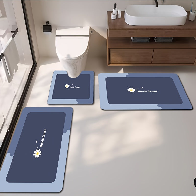 Conjunto de 3 piezas: alfombra de inodoro, alfombra de suelo, alfombra de fregadero, alfombra de entrada y alfombra de bañera. Diseño antideslizante y cómodo. Fácil de lavar y disponible en varios colores. Conjunto absorbente y duradero. Accesorios de de