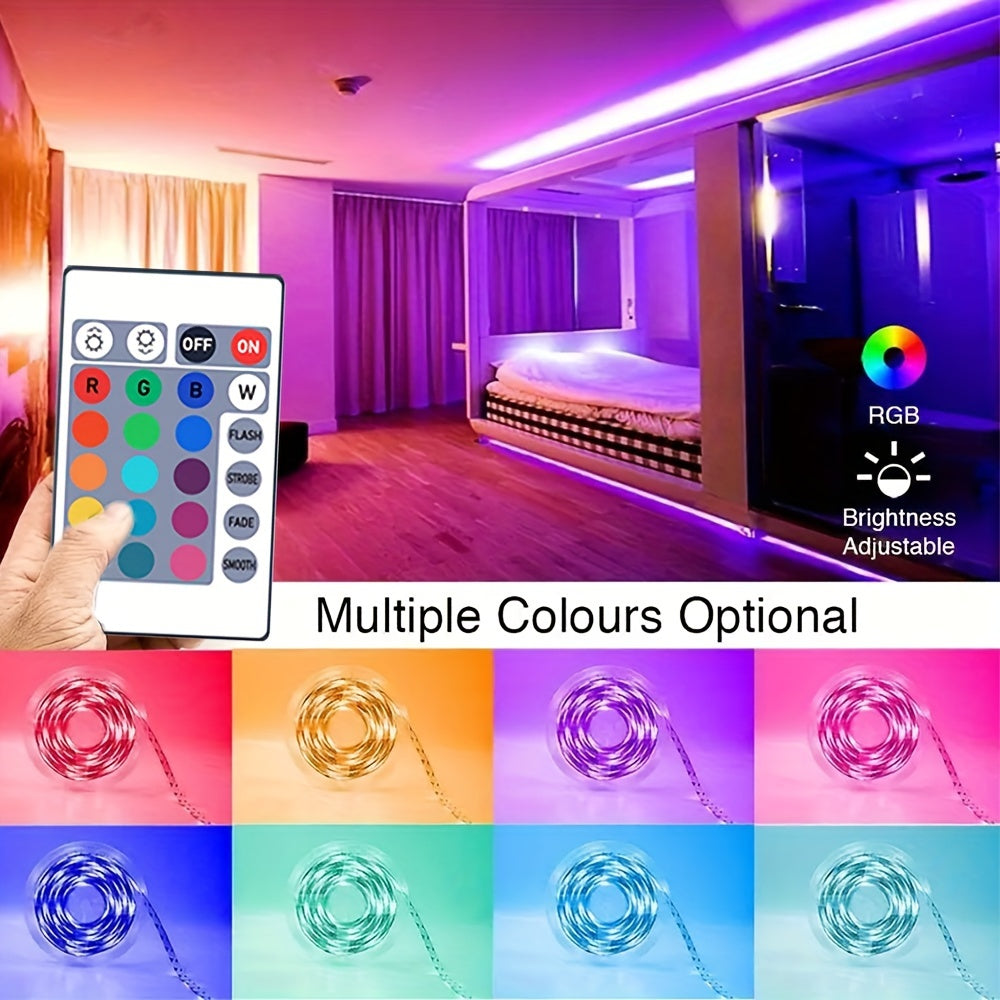 Luces de Tira LED LCUTML, 91.44-3048.0cm con Control Remoto IR24KEY, Múltiples Modos Dinámicos, Alimentado por USB, Fácil de Instalar, Colores Vibrantes para Decoración de Dormitorio, Iluminación de Fiesta, Retroiluminación de TV y Escenario, Decoración