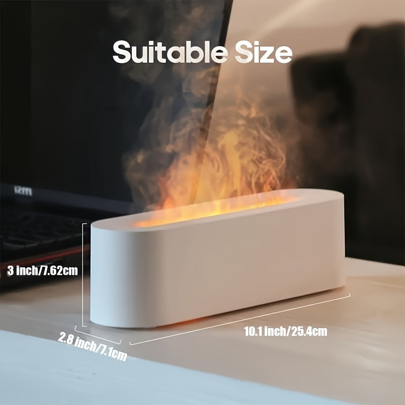 Difusor y humidificador de luz de llama de 7 colores, quemador de aceite esencial de 180mL, silencioso, apagado automático, alimentado por USB, ≤36V, plástico, para hogar, dormitorio, oficina - Regalo ideal