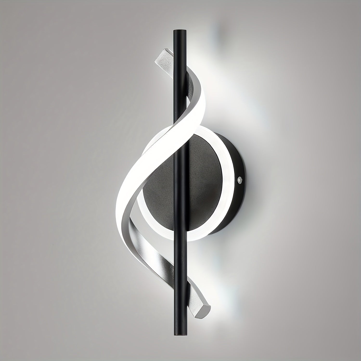 Arandela Espiral Moderna | Iluminación LED de 12W | Pantalla Acrílica en Blanco Frío y Negro | Montaje Semiempotrado | Ideal para Dormitorio, Escaleras, Sala o Pasillo | Incluye Herramientas de Instalación | Diseño Contemporáneo, Iluminación para Pasillo