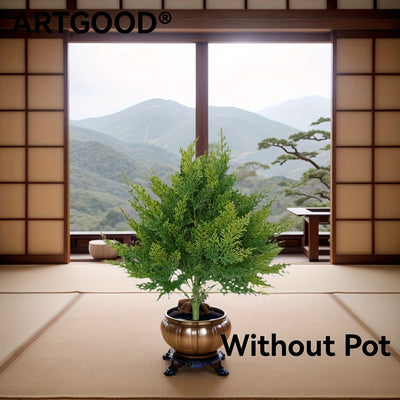 3 piezas de ARTGOOD, ramas de cedro artificial con estacas, 23,62" de verdor para el hogar, jardín, decoración de bodas, ramas de pino falso grandes para uso interior y exterior (sin maceta incluida)