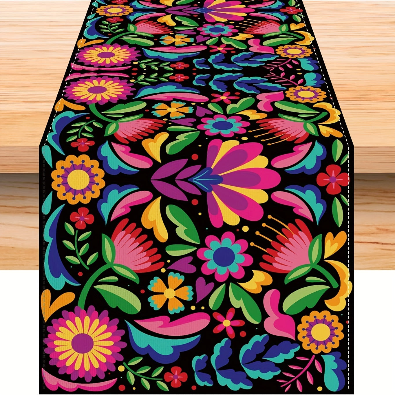 1 Pieza, Mantel Para Mesa Colorido, Para Fiesta Mexicana, Decoración Larga De Mesa De Lino Para Cinco De Mayo, Decoración Del Día De Los Muertos, Suministros Para El Hogar Para El Día De Los Muertos