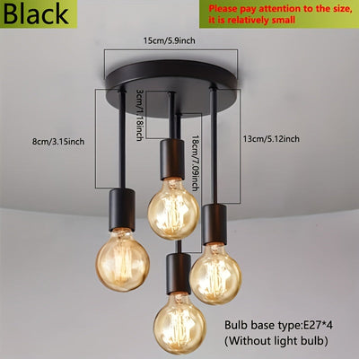 1 lámpara de techo negra con base E27, ideal para pasillos, balcones y dormitorios. Presta atención al tamaño del producto antes de comprar: diámetro de 15 cm/5.9 pulgadas (sin bombilla)