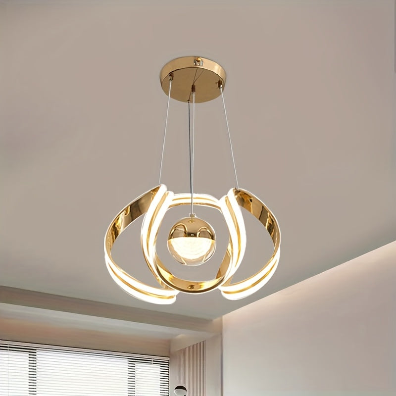 1 pieza de moderno candelabro LED con luz que cambia de color tri-color, acabado de metal pulido, montaje semi-inclinado, dirección de luz ascendente y descendente, hardware de instalación incluido, para bar, hotel, restaurante - opciones doradas/platead