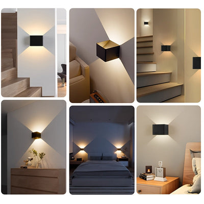 Luz LED moderna negra con sensor de movimiento y brillo ajustable, con batería recargable, para clósets, gabinetes, dormitorios, salas y escaleras - Ideal para decoración de interiores