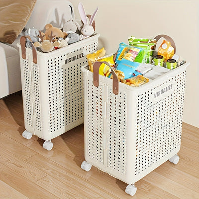 Cesta de Lavandería de Gran Capacidad y Transpirable - Higiénica, Separadora y Clasificadora de Ropa Sucia para la Organización del Baño en Casa