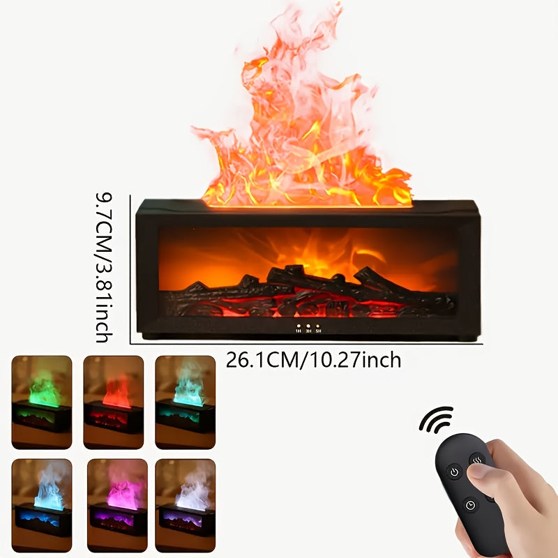 Lugar de fuego de aromaterapia con efecto de llama alimentado por USB, luces coloridas, temporizador, control remoto y protección contra fallas de alimentación. Ideal para dormitorio, baño, decoración de oficina. Regalo perfecto para Navidad, Año Nuevo,