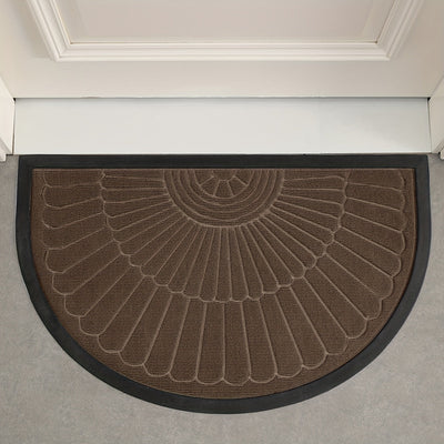 Tapete de entrada resistente, 1 pieza, semicircular, para interior y exterior, alfombra de bienvenida, duradera, perfil bajo, ideal para entrada, patio, garaje y áreas de mucho tráfico, decoración navideña, regalo de Navidad