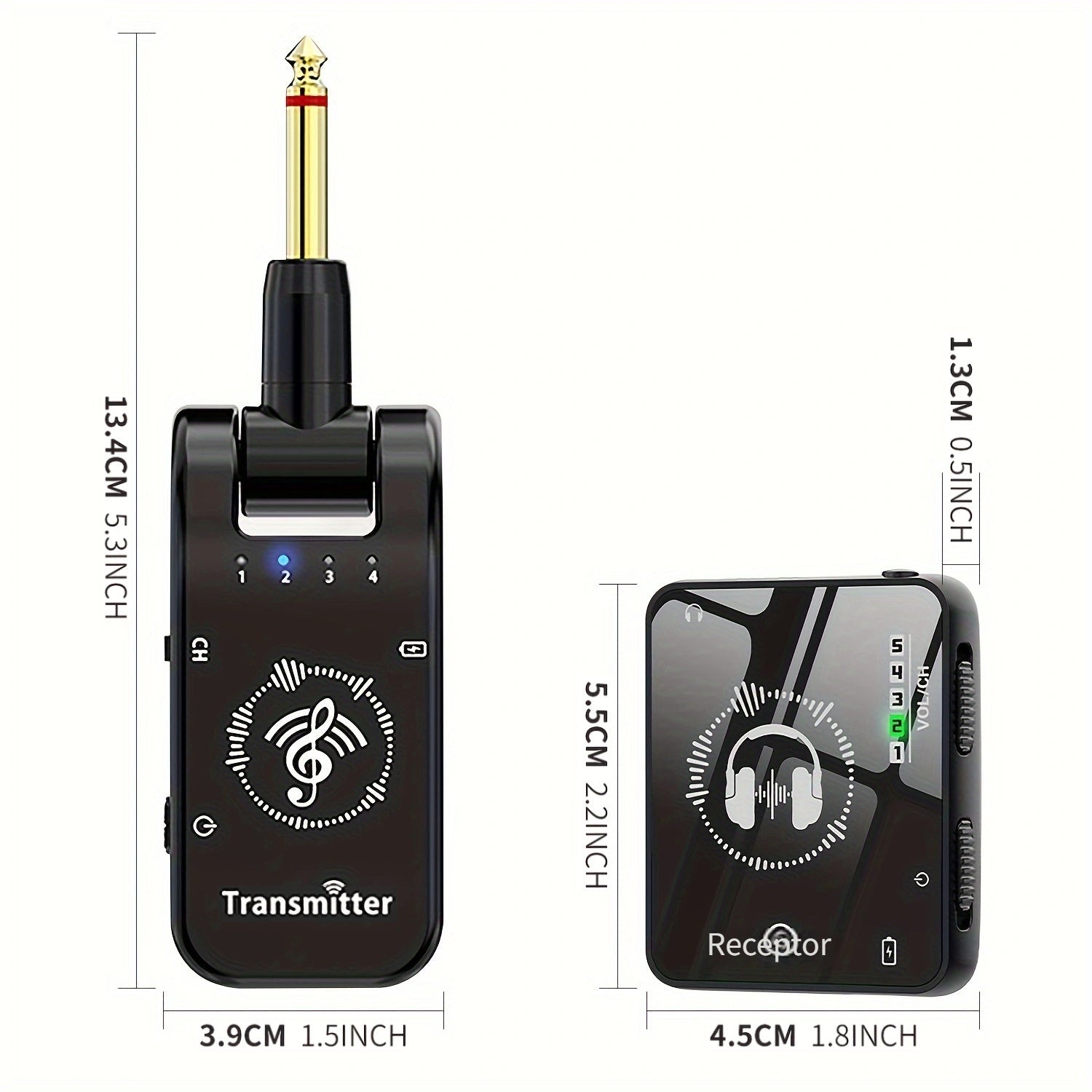 Sistema de Relé de Audio Inalámbrico Compacto de 2.4GHz con Transmisor y Receptor de Emparejamiento Automático - Monitoreo In-Ear de Alta Fidelidad para Estudio, Ensayos de Bandas y Actuaciones En Vivo, Carga USB Tipo-C, Negro