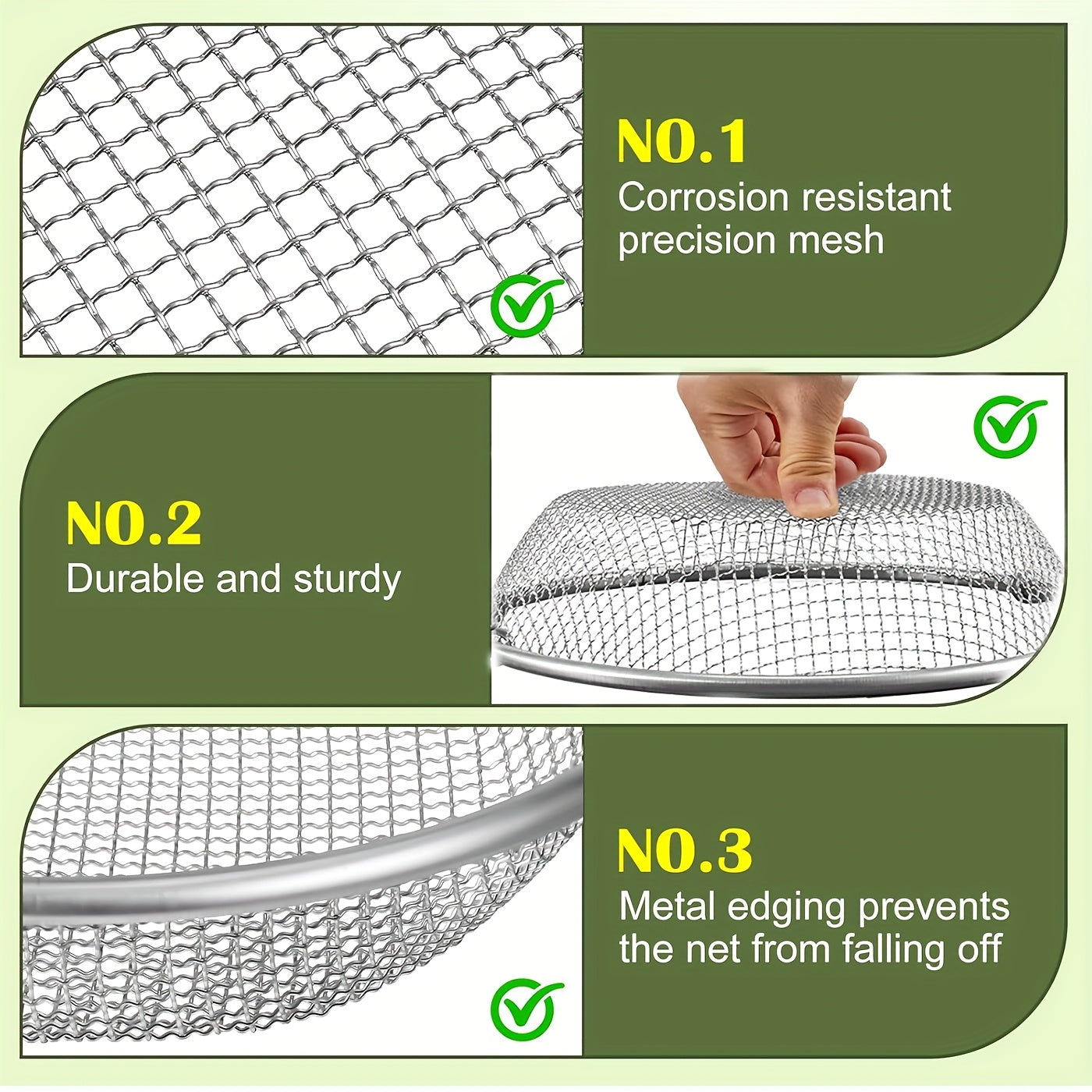 Cedazo de tierra con mango redondo - Cesta de malla metálica galvanizada de alta calidad, resistente a la corrosión y duradera para la eficiente eliminación de tierra, piedras y desechos - Fácil de usar, herramienta esencial para el jardinería con diseño