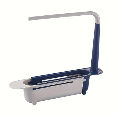 Organizador Ajustable para Fregadero de Cocina con Cesta de Drenaje – Estante de Plástico Verde y Blanco para Esponjas, Jabón, Paños y Cepillos, Diseño Ahorra-Espacio con Porta-Toallas, Perfecto para una Organización Ordenada del Fregadero, Accesorios pa