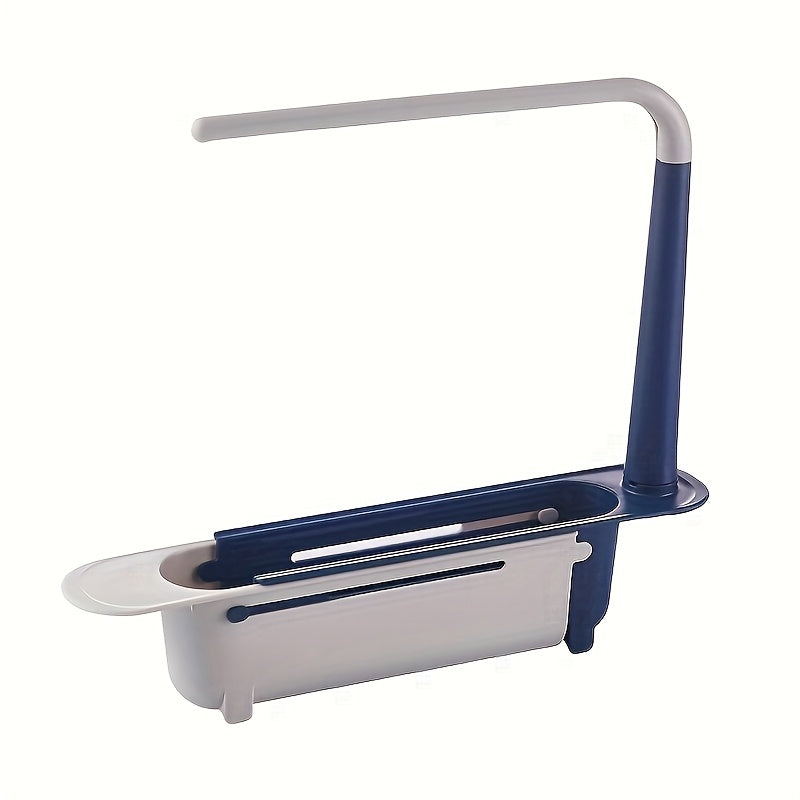 Organizador Ajustable para Fregadero de Cocina con Cesta de Drenaje – Estante de Plástico Verde y Blanco para Esponjas, Jabón, Paños y Cepillos, Diseño Ahorra-Espacio con Porta-Toallas, Perfecto para una Organización Ordenada del Fregadero, Accesorios pa