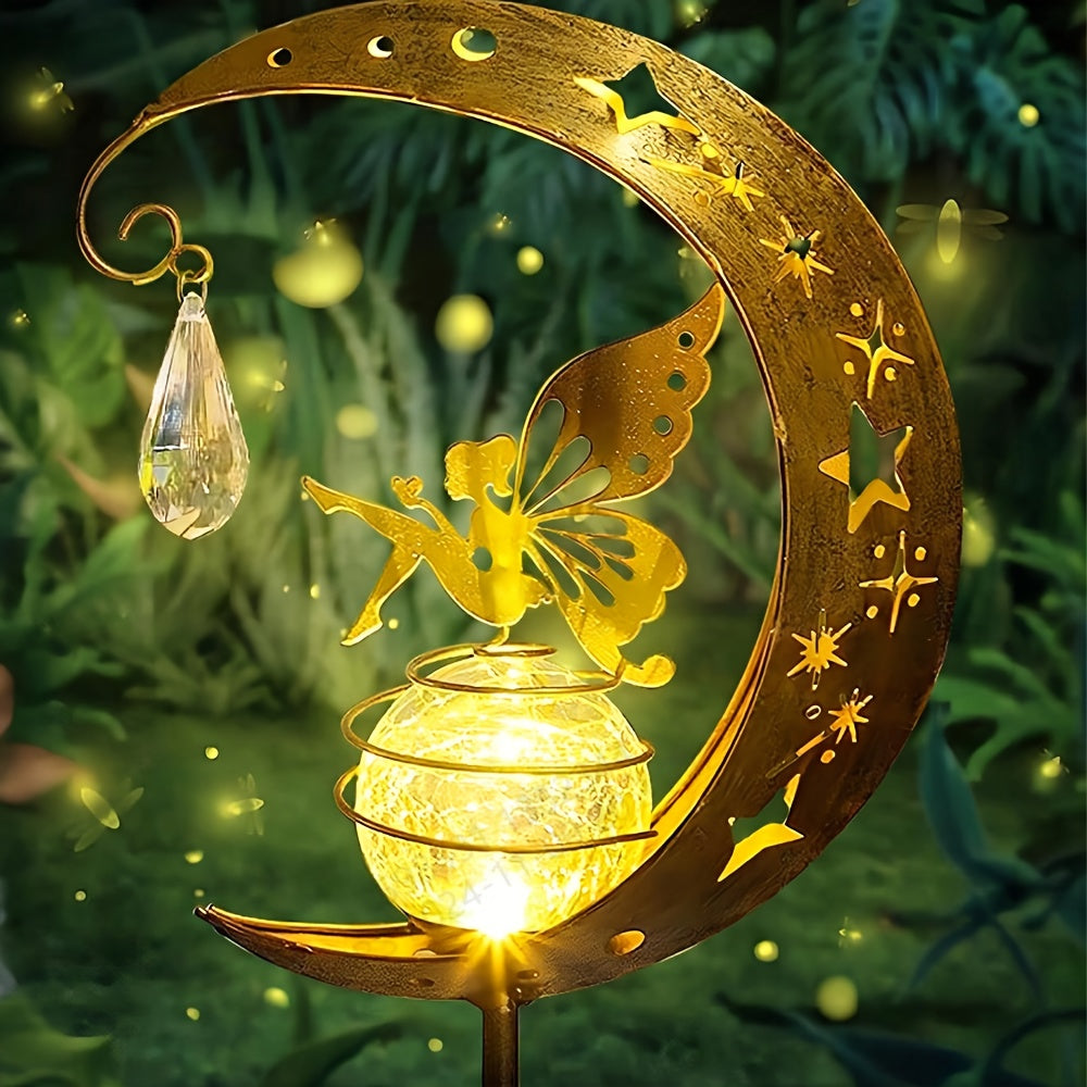 Linterna Solar de Jardín Hada Decorativa, Estatua Lunar para Exteriores, Luz Artística para Patio y Césped con Energía Solar, Decoración IP65