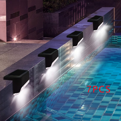 6pcs/7pcs/10pcs Luces Solares para Vallas, Luces de Siete Caracteres para Exteriores, Utilizadas para Escalones de Vallas, Escaleras, Terrazas, Vallas, Senderos, Luces de Ambiente para Terrazas y Senderos