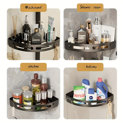 2 estantes de esquina plásticos modernos - Organizadores de baño sin instalación, soportes para lavabo, inodoro y ducha, ahorradores de espacio, diseño minimalista, organizador eficiente