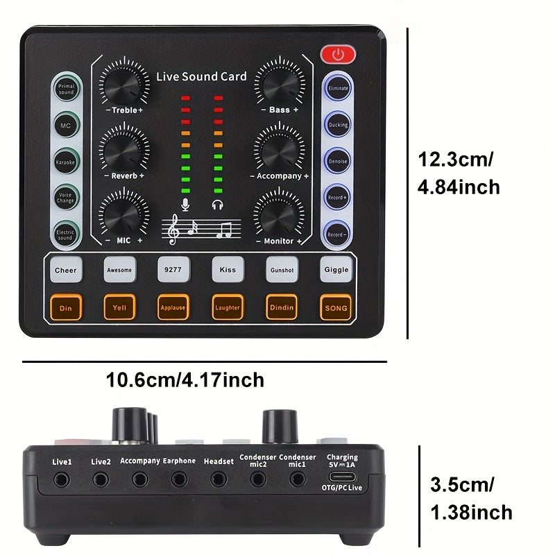 Kit Completo de Podcast con Tarjeta de Sonido V8 y Micrófono de Condensador - Jack de Audio Alimentado por USB para Grabación, Streaming, Juegos | Compatible con Computadoras, Smartphones | Incluye Tarjeta de Sonido en Vivo, Auriculares, Cables y Accesor