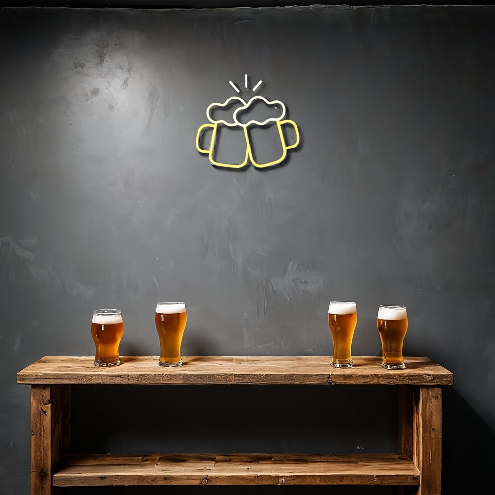 Letreros de neón de cerveza CTTNLS Letreros de neón de cerveza Luces de neón blancas amarillas Decoración de pared para decoración de pared de bar en casa Luz de neón LED Cueva para hombres Bar Discoteca Playa Diseño de tienda Decoración para fiestas nav