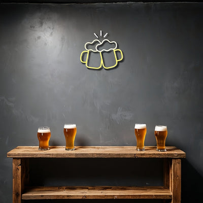 Letreros de neón de cerveza CTTNLS Letreros de neón de cerveza Luces de neón blancas amarillas Decoración de pared para decoración de pared de bar en casa Luz de neón LED Cueva para hombres Bar Discoteca Playa Diseño de tienda Decoración para fiestas nav