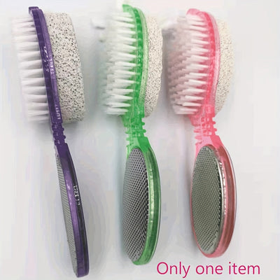 1 juego de 4 en 1 para pedicura: cepillo exfoliante para pies, lima, piedra pómez, cepillo para uñas y papel de lija, para cuidado de pies secos y húmedos, removedor de piel muerta, color beige claro