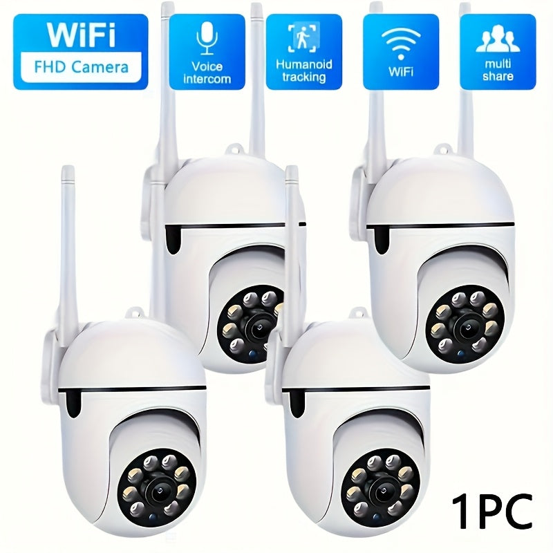 Camara de vigilancia inteligente inalámbrica Wi-Fi con rotación 360° (horizontal/vertical/zoom), visión nocturna en color, audio bidireccional y seguimiento de movimiento, resolución Full HD 1080P, regalo de Navidad (tarjeta SD no incluida, se vende por
