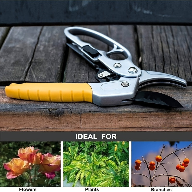 Tijeras de Podar de Jardín con Carraca Profesional de 20.32cm - Diseño de Yunque de 3 Etapas para 5 Veces Más Potencia de Corte, Ideales para Manos Débiles