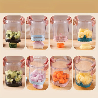 Un Cortador de Verduras Manual Multifuncional, Taza para Picar y Rebanar Portátil para Uso en Exteriores y Hogareño, Capacidad Menor a 1 Litro, Sin Necesidad de Energía