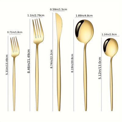 Juego de Vajilla Estilo Portugués de Acero Inoxidable de 30 Piezas, Cuchillo, Tenedor y Cucharas para Postre de Alta Gama, Apto para Lavavajillas, Ideal para Hogar, Cocina, Hotel, Restaurante, Fiestas, Festividades, Acción de Gracias, Pascua, Navidad y B