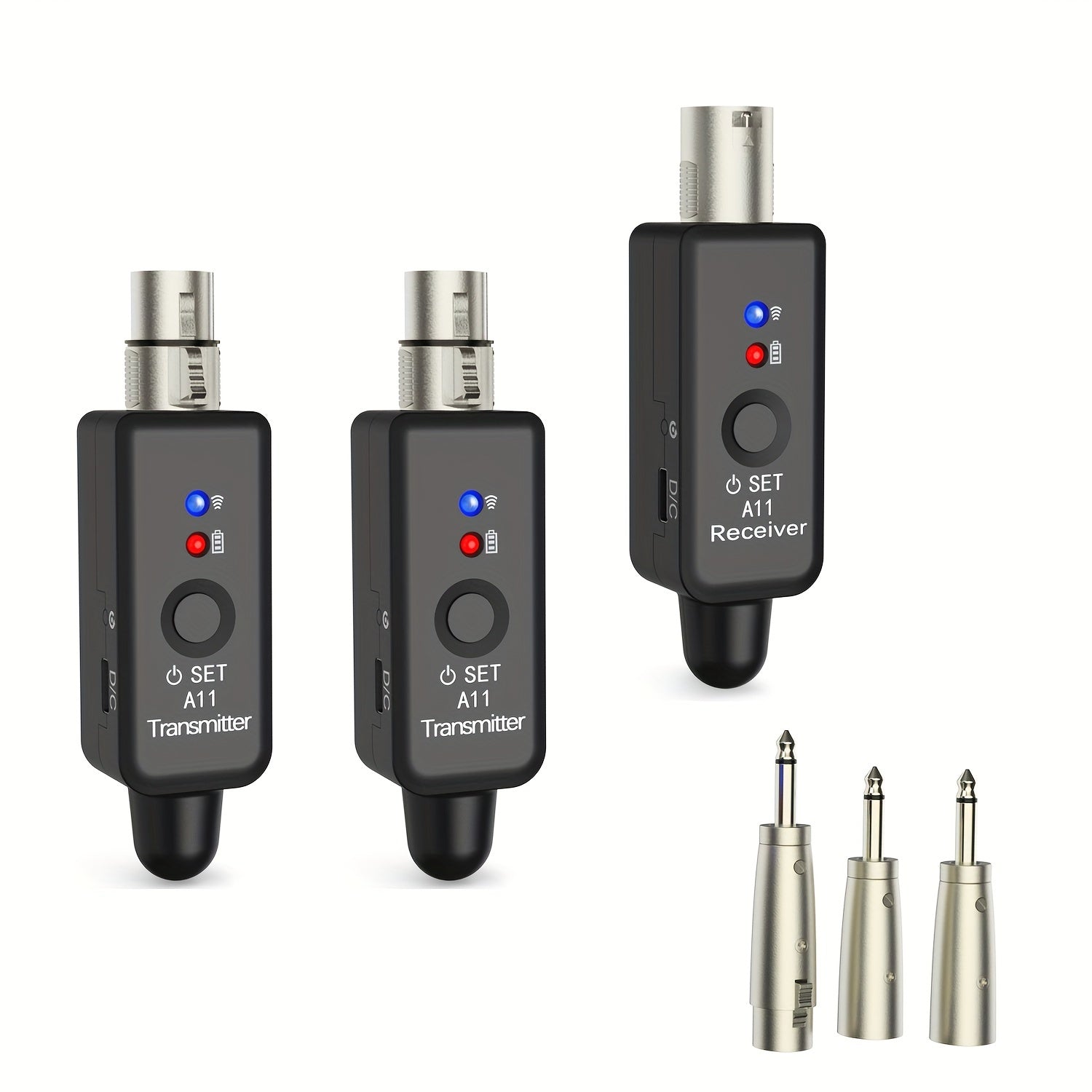 Conjunto de transmisor y receptor de micrófono inalámbrico 2.4Ghz, sistema inalámbrico XLR con 2 transmisores, recargable por USB, carga tipo-C, batería, diseño compacto para actuaciones en vivo y grabación, sistema de micrófono inalámbrico, equipo de au