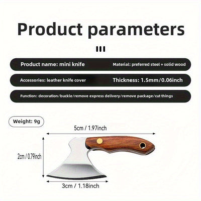 1pc Llavero de Cuchillo Pequeño con Funda de Cuero Sintético - Herramienta de Cepilladora Manual Metálica, Sin Necesidad de Energía - Compacto y Portátil para Supervivencia al Aire Libre, Camping, Senderismo - Regalo Ideal para Hombres, Novio, Sobrevivie