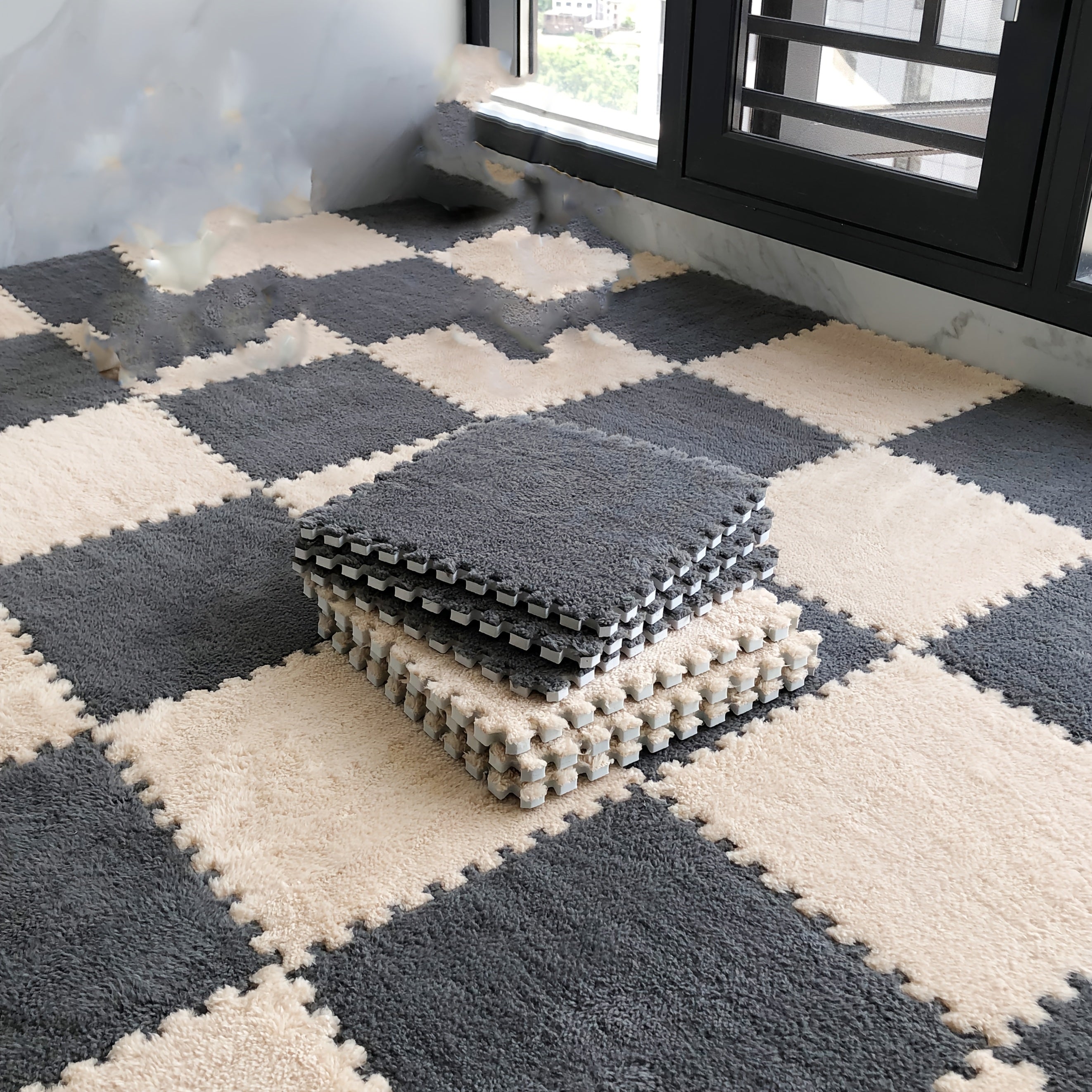 12 piezas de alfombras decorativas, alfombras de estilo punk lavables, alfombras de área gruesas, alfombras de lado de cama