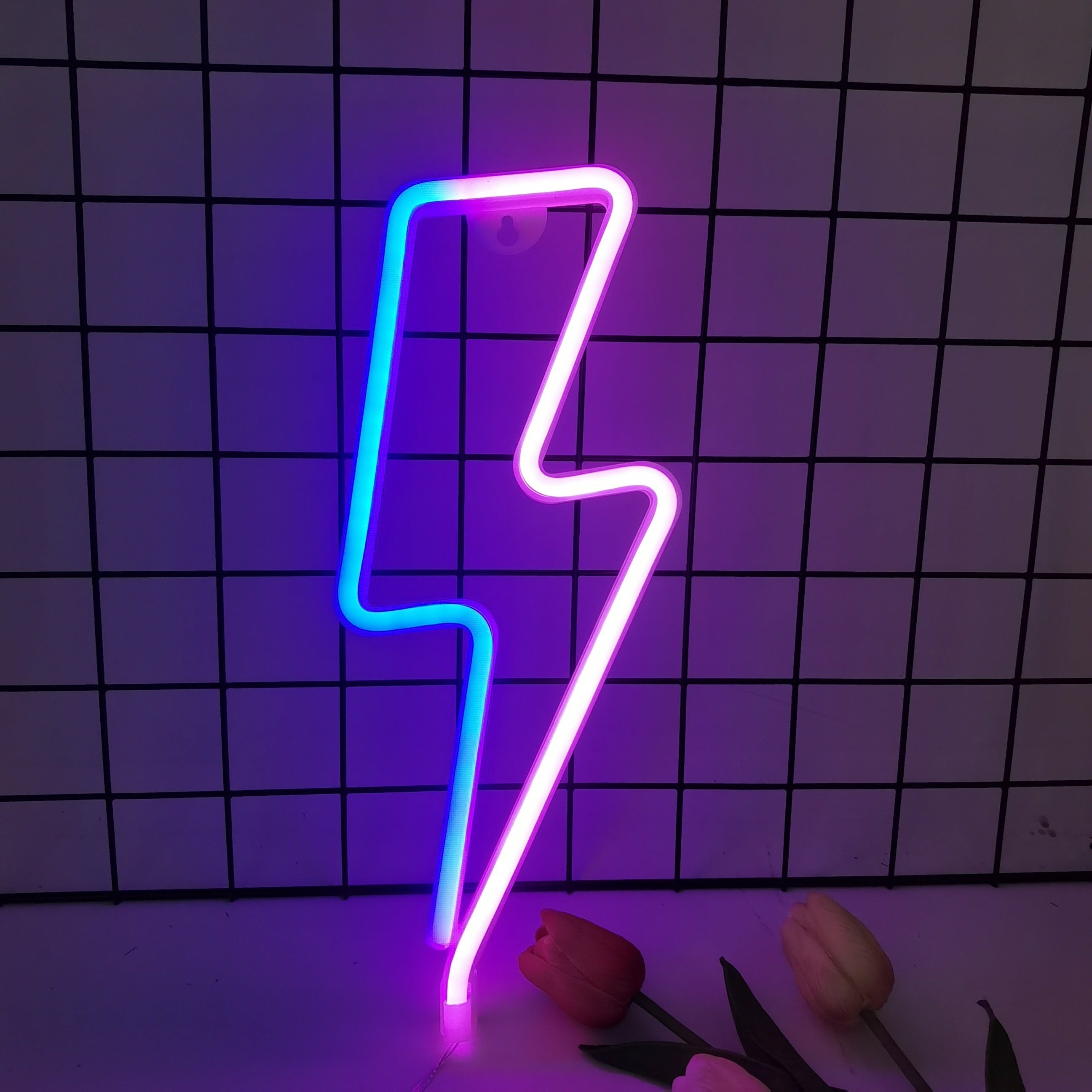 1pc Letrero de Neón Azul con Rayo LED Alimentado por USB - Decoración Genial para Sala de Juegos, Ideal para Dormitorio, Sala de Estar, Oficina, Bodas y Fiestas - Controlado por Interruptor, No Necesita Batería, Decoración de Gamer para Dormitorio