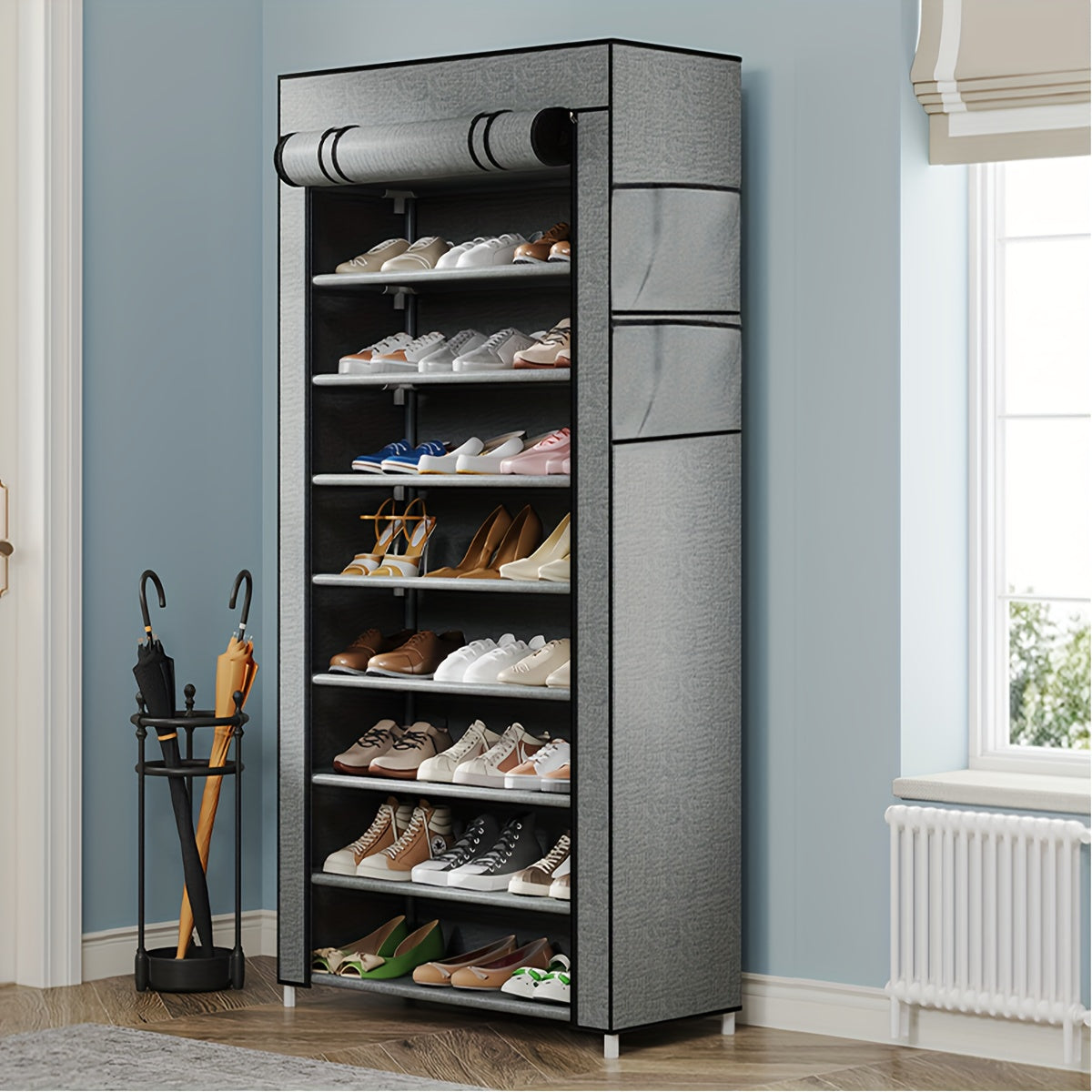 Organizador de zapatos multifuncional de 6/8/10 niveles con cubierta antipolvo - fácil de armar, almacenamiento portátil, ideal para 27-35 pares de tenis, tacones y botas - perfecto para el hogar