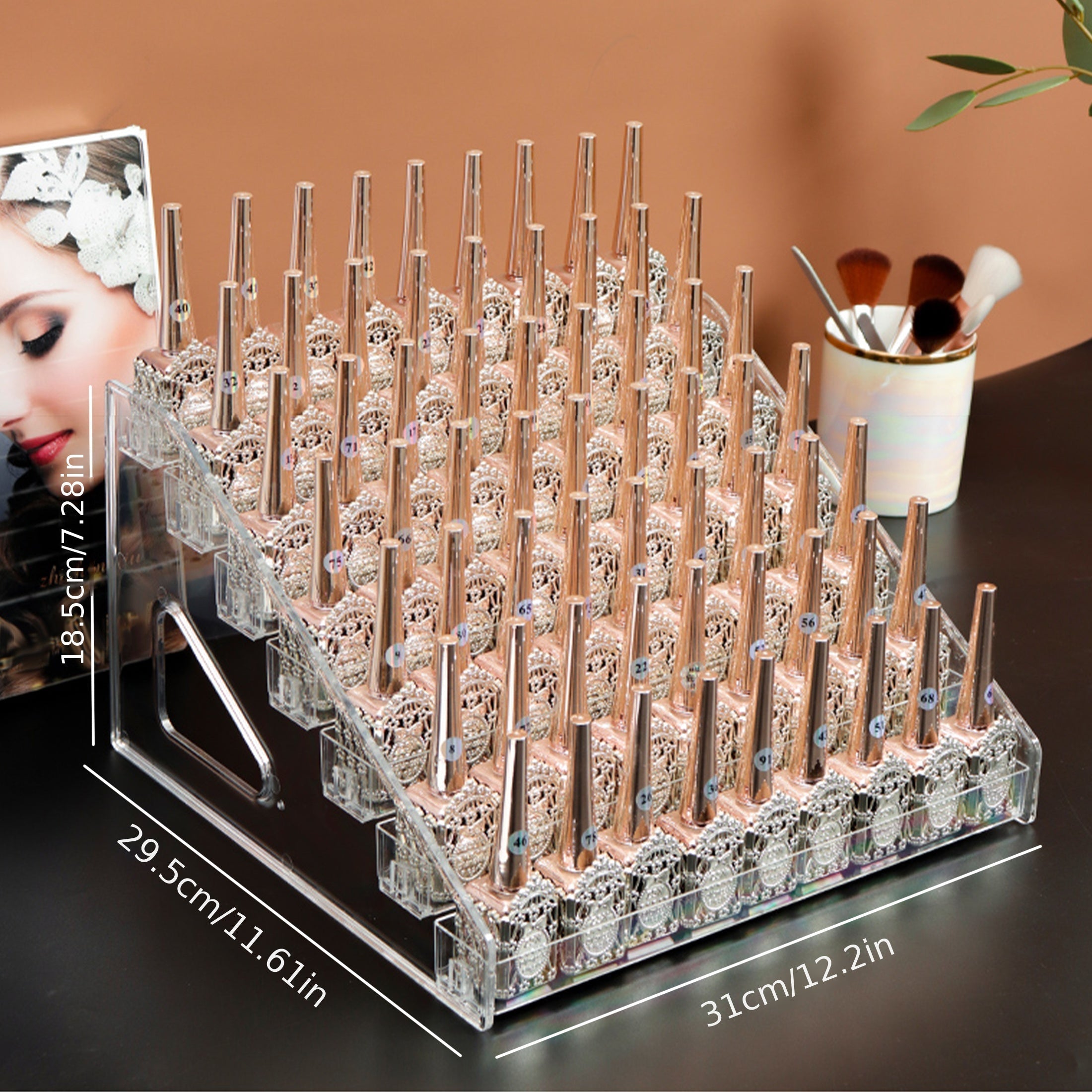 1pc Soporte De Exhibición De Esmalte De Uñas Para Herramientas De Manicura, Caja De Almacenamiento De Pegamento Para Esmalte De Uñas, Organizador De Escritorio De Cosméticos De Sombra De Ojos De Tienda De Uñas